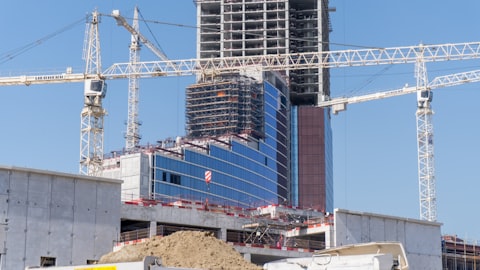 Construction site with cranes